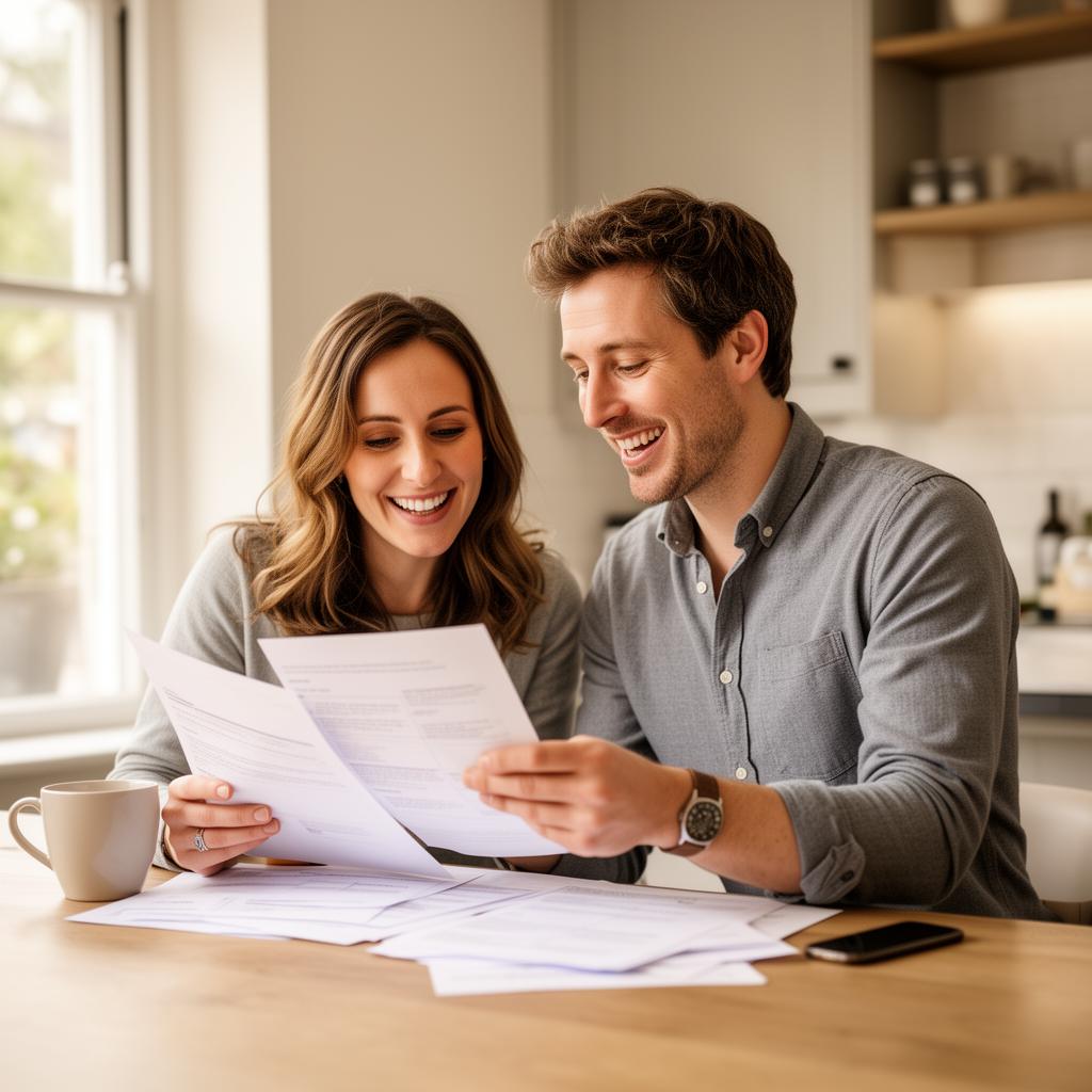 Homeowners reviewing documents together